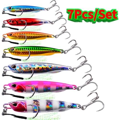 7 Pcs/Set 10g 15g 20g 30g 40g 50g 60g lot jigging lure Metal Bait Fishing Lures Jigs Trout bass japan Tackle Pesca Fish HOT