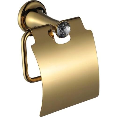 Free shipping gold finish Small crystal Roll holder / toilet Paper holder