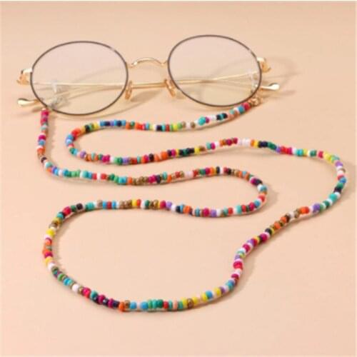 Bohemia 2021 Multi-Color Mask Chain Trend Colorful Glasses Hanging Chain Sunglasses Women Mask Chain Fashion Jewelry Nonslip Met