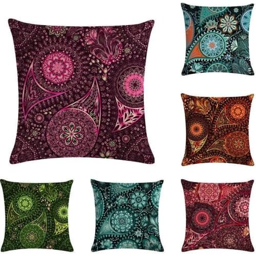 Boho Colorful Abstract Ethnic Floral Cushion Cover Mandalas Pattern Prints Patchwork Geometric Sofa Pillow Case Home Decor