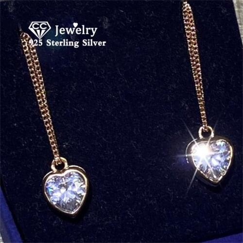 CC Love Heart Dangle Earrings 18K Rose Gold Plated Drop Earring for Women Ear Accessories Party Fashion Jewelry CCE738