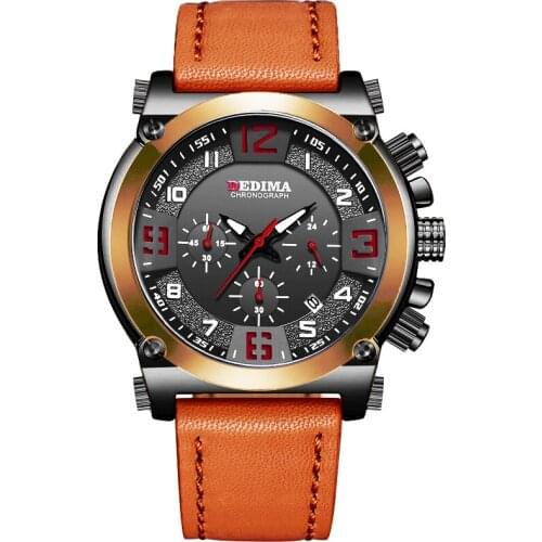 DEDIMA Casual Sport Watches for Men Blue Top Brand Luxury Military Leather Wrist Watch Man Clock Fashion Chronograph Wristwatch