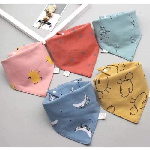 Baby Bib Triangle Double Layers Carton Printed Burp Boys Girls Feeding Apron 5 Pieces/lot Cotton Baby Stuff for Children 0-3Y