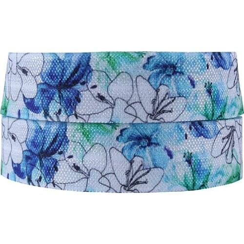 FLRA Elastic(100yards/lot) Hot sale blue beautiful flower elastic ribbons