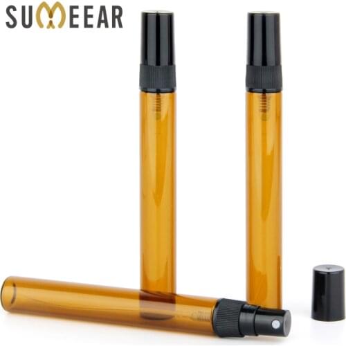 100Pieces/Lot Bottle 10ML Refillable Glass-Spray Empty Amber Atomizer Perfume Bottle Cosmetic Container