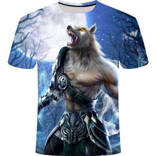 Fashion Men Tops Wolf 3D Print Animal White T-shirt Cool Funny T Shirt Short Sleeve O-neck Top Tshirt Male Printing t-shirt Male
