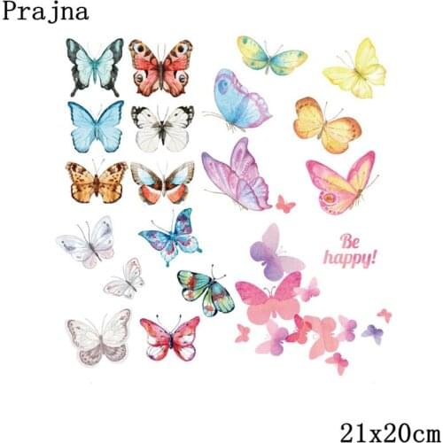 Prajna T-shirt Fashion Butterfly Patch Washable Iron On Patches Dresses Sweater Parches Easy Print By Household Irons