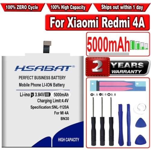 HSABAT 100% New 5000mAh BN30 Battery for Xiaomi Redmi 4A Redrice 4A Hongmi 4A Redmi4A Hongmi4A