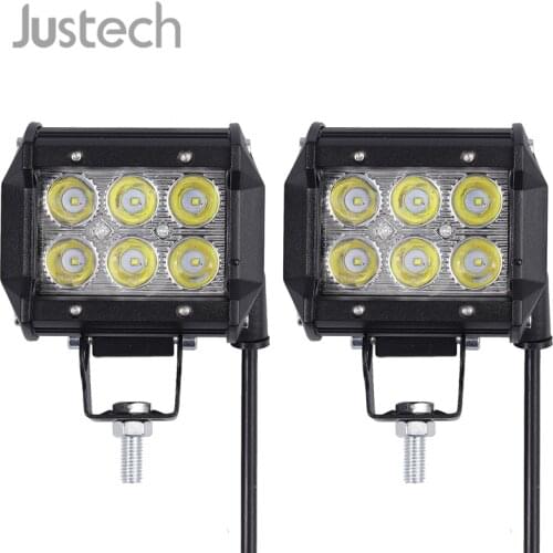 Justech 2x 18W LED Work Light Bar Spot 6pcs 3W Chips For Jeep Pickup Offroad SUV ATV Vehicle Car Flush Mounting Light Lamp