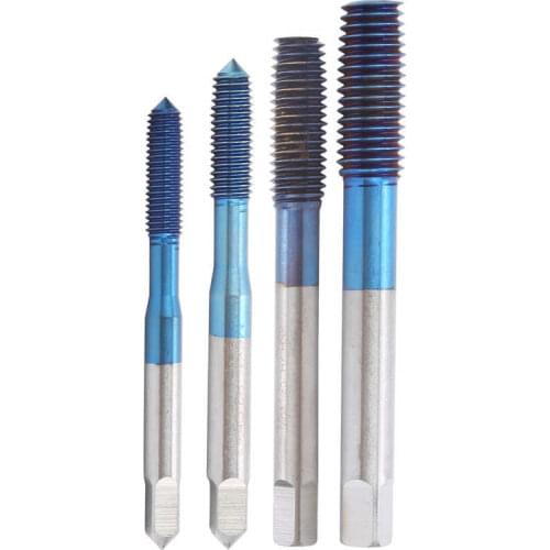 M5 M6 M8 M10 Hex Shank Thread Tap Blue Coating Tungsten Steel Metric Straight Handle Machine Tapping Compound Tap Hand Tools