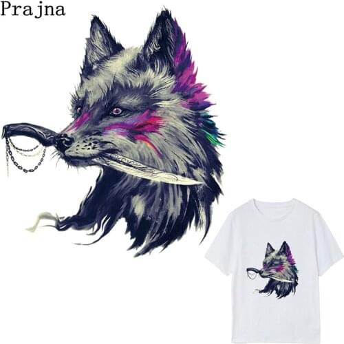 Prajna Rock Punk Fox Patches Iron-On Transfer For Clothing Bikers Shirts Thermal Transfer Stickers Patches Washable E