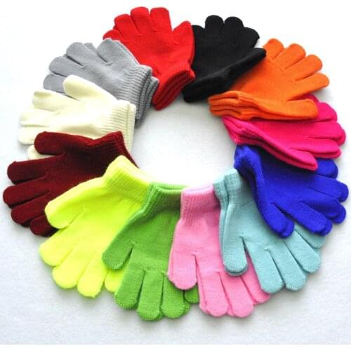7-11years Student Gloves Kids Winter Writing Warm Gloves Acrylic Knitted Gloves for Baby Boys Baby Girls KF204