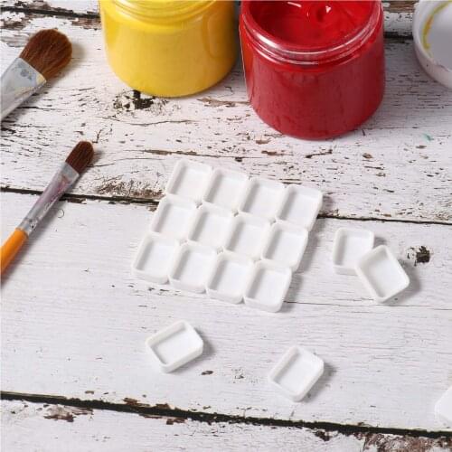 50Pcs Empty Watercolor Half Painting Pans for Artists Student Art Supplies Plastic Watercolor Paint Grids Half Pans Palette Case