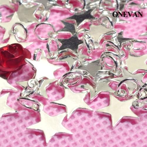 ONEVAN 100% 925 Sterling Silver Pentagram Charm Accessories Handmade Pendant Beaded Diy Bracelet Necklace Jewelry Making Design