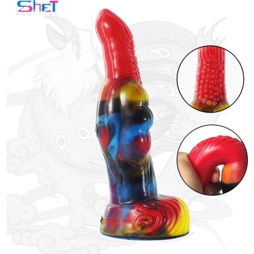 SHET 2021 New Product Mythical Beast Dildo Art Graffiti Anal Plug with Suction Cup Sex Toys for Women Goods for Adults