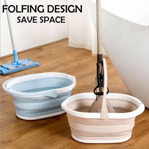 Foldable Mop Buckets Collapsible Portable Wash Basin Dishpan With Handle For Household Cleaning Tools & Accessories