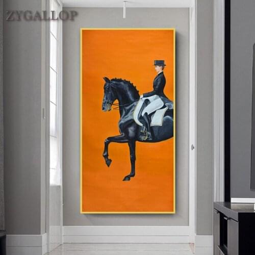 Modern Wall Art Canvas Painting Classic Orange Horse Racing Posters Large Size Wall Pictures For Living Room Aisle Decor Cuadros