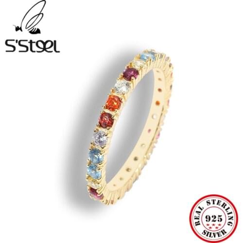 SSTEEL 925 Sterling Silver Rings Gift For Women Zircon Luxury Gold 2020 New Designer Ring Anillos De Plata 925 De Ley Jewelry