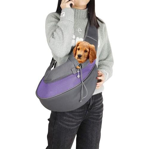 Pet Dog Cat Sling Carrier Bag Puppy Shoulder Carry Bag Hands Free Pets Travel Tote Bag With Adjustable Shoulder Strap Mesh Pouch