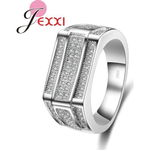 925 Sterling Silver Wedding Bridal Rings Wide Band Cubic Zircon Engagement Round Rings For Women/Men Femme Jewelry