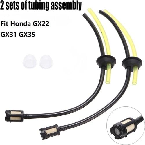 2 Sets Petrol Strimmer Fuel Hose With Fuel Filter Fuel Oil Tube Pipe Primer Bulb Fit Honda GX22 GX31 GX35 Brushcutter Trimmer