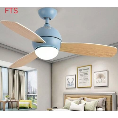 Childrens room fan light led all-in-one chandelier macaron living room bedroom dining room silent childrens ceiling fan