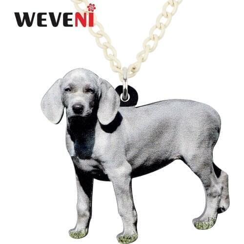 WEVENI Acrylic German Weimaraner Dog Necklace Pendant Chain Choker Animal Jewelry For Women Girls Pet Lovers Gift Wholesale New