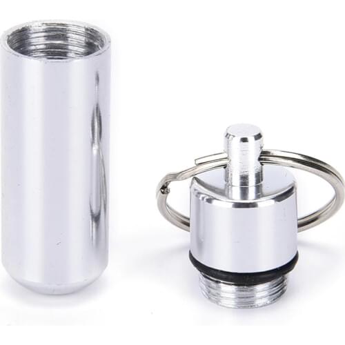 1PCS Silver Waterproof Aluminum Medicine Pill Box Case Drug Organizer Keychain Tablet Pillbox Container Stash Holder