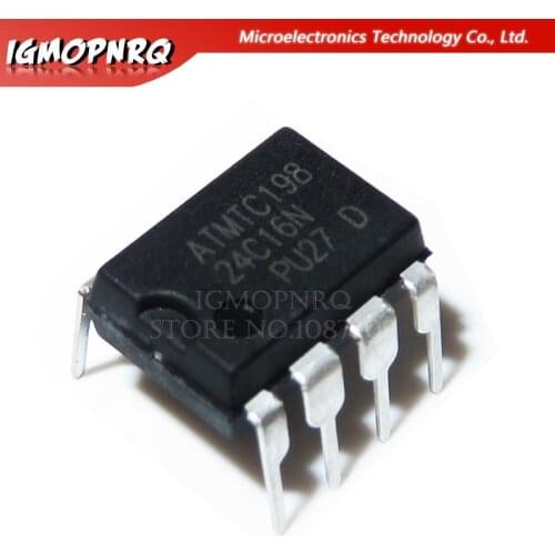 10PCS AT24C16N 24C16N 24C16 AT24N16 DIP-8 EEPROM (2048x8) 16K 1.8-5.5 new original