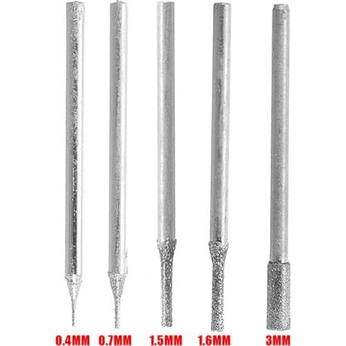 10Pcs 0.4mm-3mm Diamond Coated Drill Bit Set Glass Tile Jewellery Drill Bits Set Grinding Needle Pin Drilling Bits 2.35mm Shank