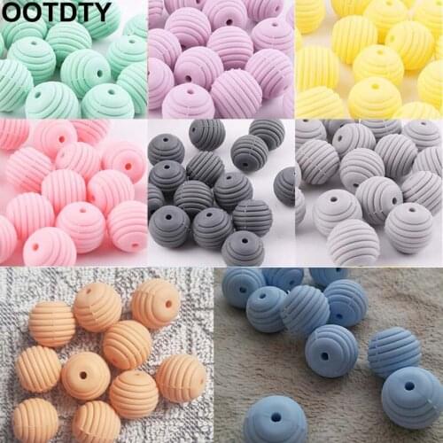 10 Pcs/pack Silicone Balls Baby Teething Spiral Round Beads DIY Necklace Infants Teether Pacifier Chain Accessories