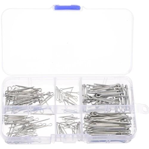 175pcs Cotter Pin Open Elastic Link Split-Cotter Fastening Pins Zinc Plated Steel Hairpin Fasteners Pins for Auto Car Truck
