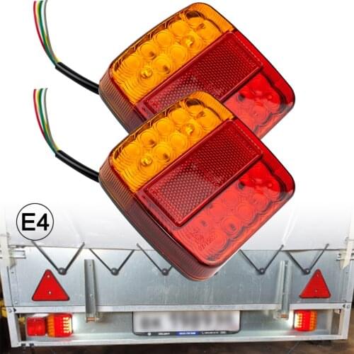 2 x Rear Tail Lights Brake Stop Indicator Lamp License Number Plate Waterproof Reflector 12V Universal for Trailer Van Truck