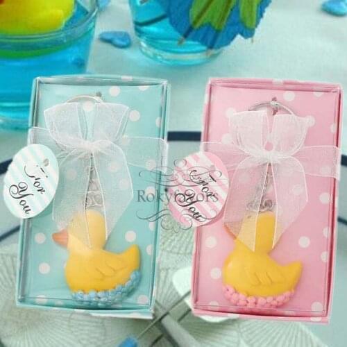 20PCS Yellow Duck Keychain Favors Baby Shower Kids Birthday Gifts Baptism Keepsake Event Favours Party Giveaways