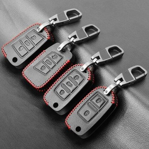 2020 Leather Key Cover Case For VW Golf Bora Jetta POLO GOLF Passat For Skoda Octavia A5 A7 Fabia SEAT Ibiza Leon Car Protection