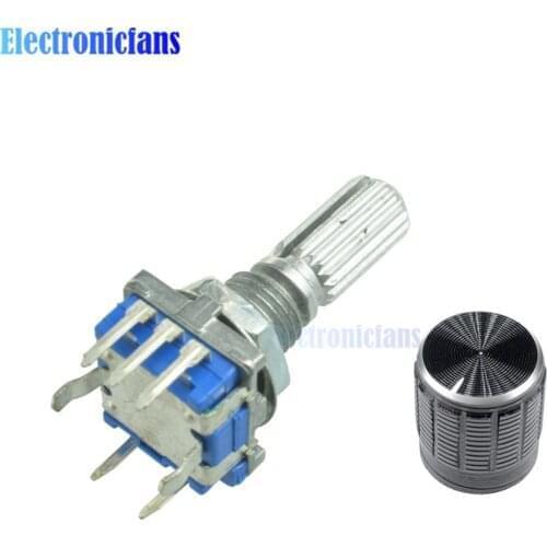 5 Set EC11 Rotary Encoder Code Switch Digital Potentiometer 360 Degree with Knob 7 Pins Shaft Dia. 6mm*20mm for Arduino