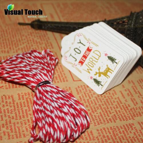 50PCS Merry Christmas DIY Tags Labels Gift Wrapping Paper Hang Santa Claus Cards Xmas Party Supplies Tree Decoration