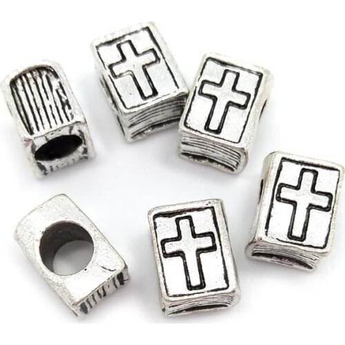 Free Shipping 50pcs 11x8x7mm anitique silver color alloy Bible Book beads fit European charms bracelet DIY
