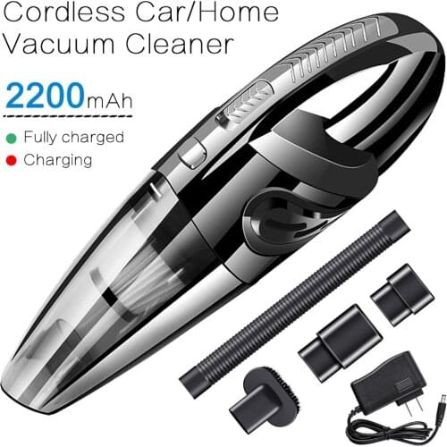 Mini Portable Rechargeable Dry and Wet 2200mAh 120W 4000pa Car Home Wireless Rechargeable Vacuum Cleaner HEPA Filter