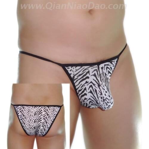 Sexy Mens String Bikini Contoured Pouch zebra leopard black white prints G4484
