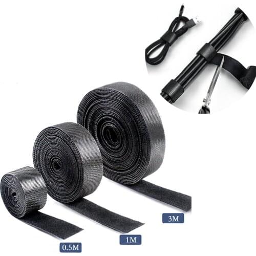 Black USB Cable Organizer Winder Cable Organizer Ties Mouse Wired Earphone Cable PC Cord Management Phone Hoop Tape Protector