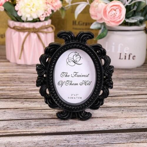 Floral Photo Frame Elliptical Picture Frame Small Baroque Photo Holder Desktop Picture Frame Wedding and Home Decor Gift