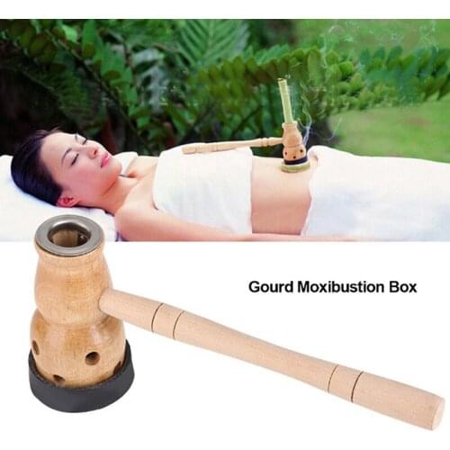 1 set Wooden Gourd Moxibustion Box Heating Acupuncture Point Moxa Roll Holder Chinese Therapy Women Irregular menstruation