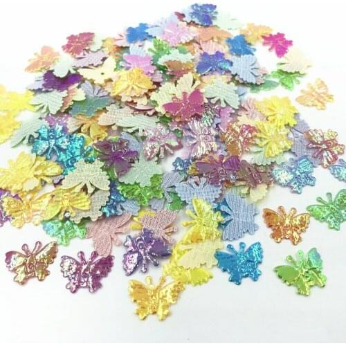 DIY 500pcs Glitter Colorful butterfly Appliques Mixed Colors decoration Crafts 16mm decoration