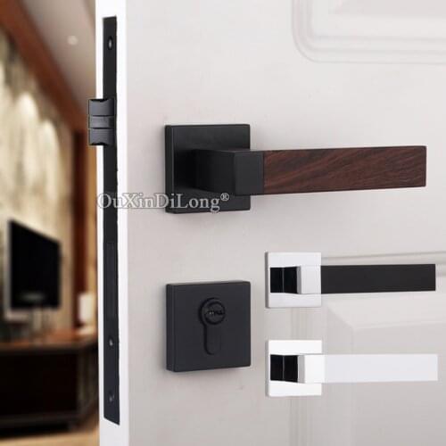 Elegant European Mute Mortise Door Lock Set Interior Solid Wooden Door Lock Living Room Bedroom Silent Door Lock With Key/No Key