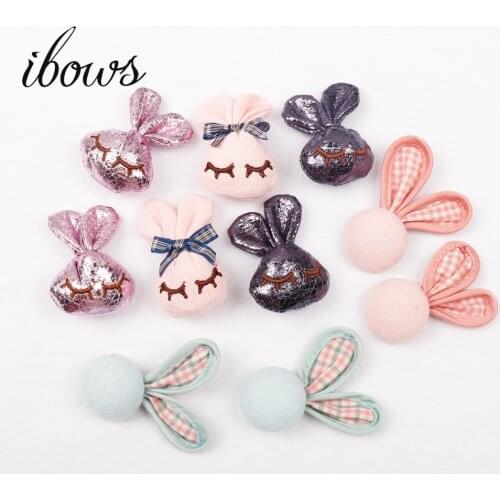 IBOWS 5pcs/lot Cute rabbit Head Patches DIY Handmde Gifts Accessories For kids clothes Cartoon Childrens hair clip accessories