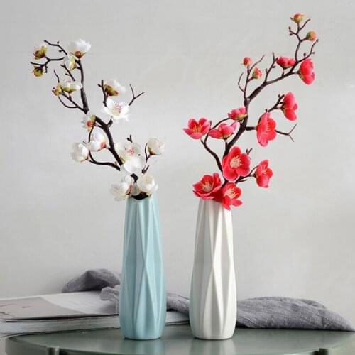 Ceramic Vase+Plum Blossom Artificial Flower Set Livingroom Home Decoration Ornament Table Bouquets Coffee Dried Flowers Decor