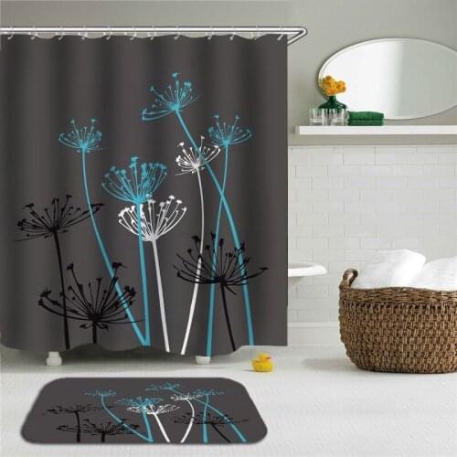 2pc Dandelion Printed Shower Curtain Set Bath Curtains Polyester Waterproof Cloth Shower Curtain Bathroom Non-slip Floor Mat