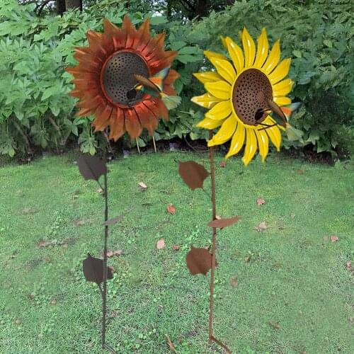Flower Design Bird Feeders Wrought Iron Sunflower Hummingbird Bird Feeder Metal Crafts Garden Decoration Outdoor Animal Supplies