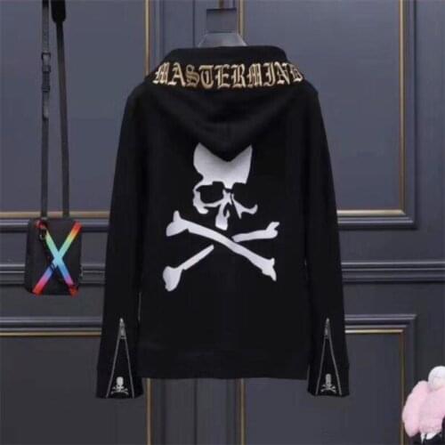 European And American Hip Hop Hooded Jacket Mens Loose Fashion Skull Head Embroidery Korean Style Hoodies